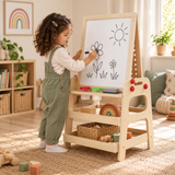 Little Helper 2-in-1 wooden kids easel with magnetic whiteboard and marble run
