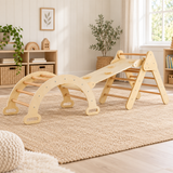 6-in-1 Children's Eco Wood Climbing Frame | Montessori Pikler Set | Arch | Rocker | Slide | Climbing Triangle | Den