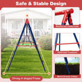 6-in-1 Heavy Duty Anti-Rust Pikler Swing Set | Climbing Ladder | Seesaw | Basketball Hoop | Red | 3-12 Years
