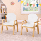 Set of 2 White Height Adjustable Wood Modern Kids Chairs | Chairs for Children