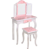 Girls Dressing Table | Vanity Table | Crystal Knobs  | Pink Stars and White | 6 - 13 Years