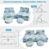 Glow-in-the-Dark Soft Fleece Pikler Large Sofa & Soft Play Set for Home | Removable & Washable | Dinosaurs