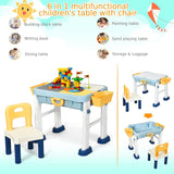 6-in-1 Folding | Portable Height Adjustable Activity Table & Chair | 2-Sided Lego Tabletop & Storage Space | Building Blocks | 3 Years+