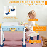 Складной 6-в-1 | Эргономичный стол и стул для занятий с регулируемой высотой | Двусторонняя столешница и место для хранения Lego | Строительный блок | 3 года+