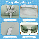 Baby highchair with five-point safety harness and comfortable padded seating