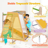 Montessori wooden indoor climbing frame with reversible slide and rock wall