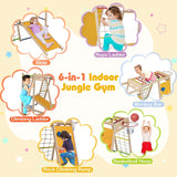 Kids’ 6-in-1 indoor jungle gym with monkey bars and rope ladder