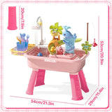 Children’s sand and water activity table with fishing game and toy food