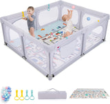 Extra Large Baby Playpen with Mat, Balls & Pull-Up Rings | 189 x 158cm