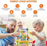 8 in 1 Wooden Activity Play Cube | Sisältää Tic Tac Toe -pelin | Monitoiminen, deluxe, oppiva moniaistillinen opettava lelu taaperoille ja lapsille 
