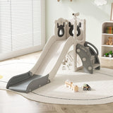 Neutral 5-in-1 toddler slide and climbing frame with basketball hoop