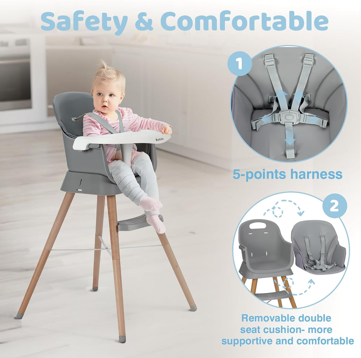 Booster Stool Deluxe 6-in-1 High Chair | Booster | Stool | Lo Chair | Grey or Cream ...