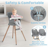 Deluxe 4-in-1 High Chair | Booster | Stool | Low Chair | Grey or Cream | 6 months - 99 years