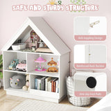 Children's three tier bookcase with five open storage cubes