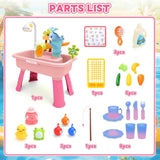 Indoor and outdoor pretend kitchen water table with 20 accessories