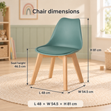 Green Scandinavian chair with 46.5 cm seat height