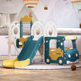 4 In 1 Kids Swing and Slide Set with Bus Climber & Basketball Hoop | 18m+