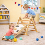 4-in-1 Folding Pikler Triangle Set with 2-Sided Ramp | Climb, Slide, Hide & Crawl | 3 Years +