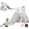 4-in-1 Montessori Slide Set | Basketball Hoop | Indoor or Outdoor | White & Grey | 12m +