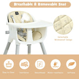  Baby High Chair with 2-Position Removable Tray Beige