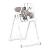 Baby highchair with removable toy bar and three colourful hanging toys