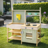 Montessori Mud Kitchen | Toy Kitchen Set | Working Tap, Water Butt & Sink | Storage & Accessories