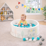 Montessori Ball Pit | Ball Pool |  Thick Inner Floor Mat | 200 FREE balls | 90 x 90 x 30cm | Safari Animals
