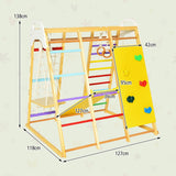 Gimnasio de selva de madera ecológica 8 en 1 | Juego de escalador | Diapositiva | Barras de mono | 3 años en adelante | multicolor