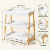 White nursery changing station with waterproof mat included