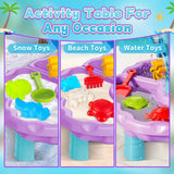 Kids water play table with buckets tools and sand moulds