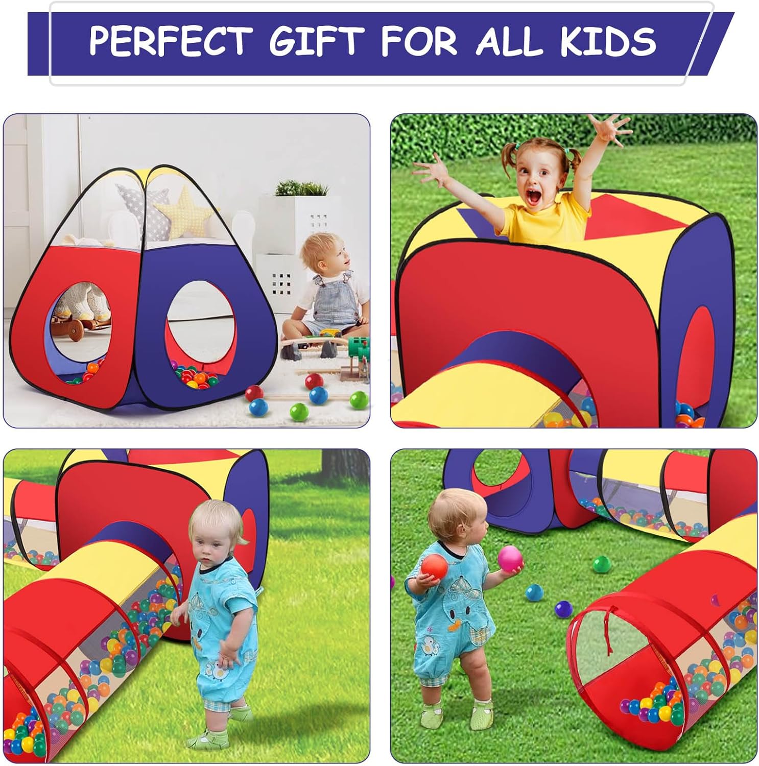 krabbeltunnel mit zelt Kinder Spieltunnel 4-in-1 Pop-Up-Zelt