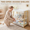 White Baby Changing Table with Waterproof Mat & Two Storage Shelves