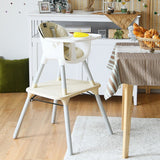 Barnstol med 2-positions avtagbar bricka Beige