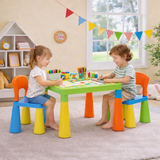 Chunky & Funky Plastic Kid's | Children's Activity Table & 2 Chair Set | Multicoloured