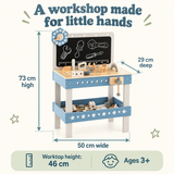 a workshop made for little hands - a blue toy workbench
