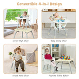Convertible Baby High Chair with 2-Position Tray Beige