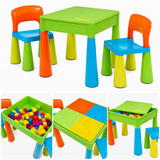 Children's 5-in-1 Table & 2 Chairs Set | Sand & Water Pit | Lego  | Dry Wipe Top | Storage