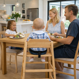 Solid Eco Conscious Wooden Stackable High Chair | Safety Harness | Baby Led Weaning | Natural
