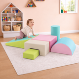 Pastel coloured Montessori toddler soft play climbing blocks set