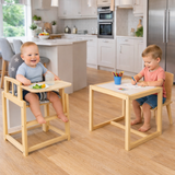 2-in-1 Wood Combination Baby High Chair | Table & Chair Set | Natural | 6m+