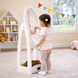 Children's mirror | Freestanding Oval Tilting Mirror with Storage Box | White | 3-8 Years