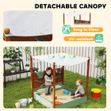 A detachable easy to clean UV sun canopy is also included with this childs sandpit, protecting young skin from harmful rays