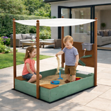 3-n-1 Montessori Eco-Conscious Natural Wood Sandpit with Sand Wall & Water Wall | 3-6 years
