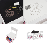 Kids 4-in-1 Montessori Table & Chairs | Reversible Top | Blackboard | Pink Storage Drawers