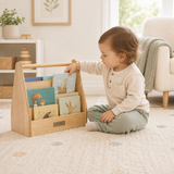 Portable toddler bookcase with built-in carry handle