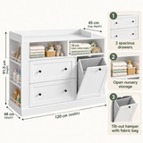 Baby changing table with three side shelves for nursery essentials