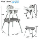 Baby High Chair with 2-Position Removable Tray Gray