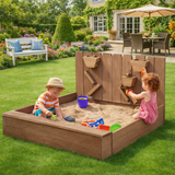 2-in-1 Extra Large Montessori Eco Natural Fir Wood Sandpit | Sand Wall  & Water Wall | 3-8 Years