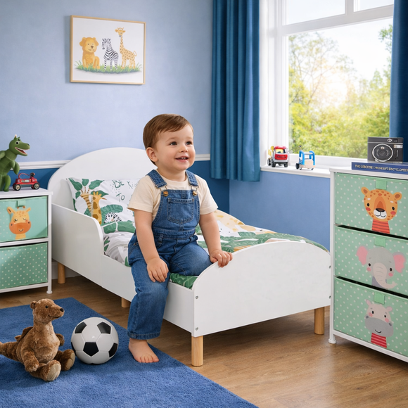シングル用ベッド　小さい子がいても大丈夫 ホワイト トドラー 木製ベッド | 子供用ベッド | キッズ シングル