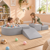 Large Soft Suede Montessori Soft Play Equipment | Ball Pool | Grey